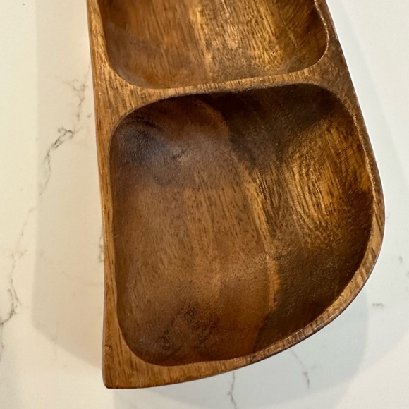 Wooden tray boat paddle  storage 3 compartment display tray VTG - Picture 2 of 4